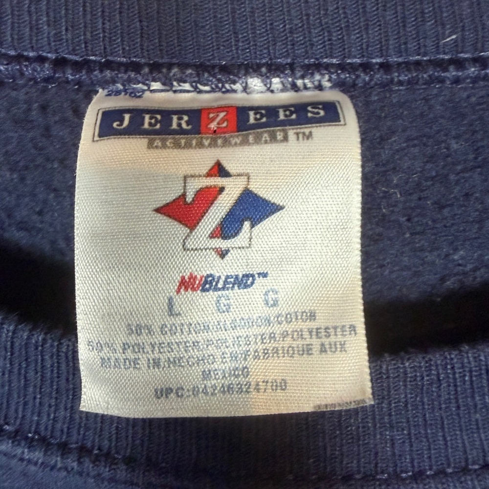 Vintage 90's Jerzees Basketball American Tradition Navy Crewneck Sweatshirt L - Picture 3 of 5